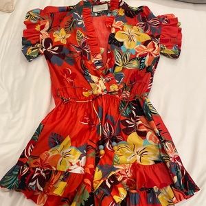 Alexis XS floral romper with detailed beads belt